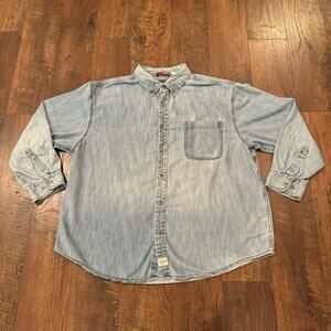 Vintage Levis Shirt Men's 2XL Blue Denim Button Down Shirt Western Pocket VTG